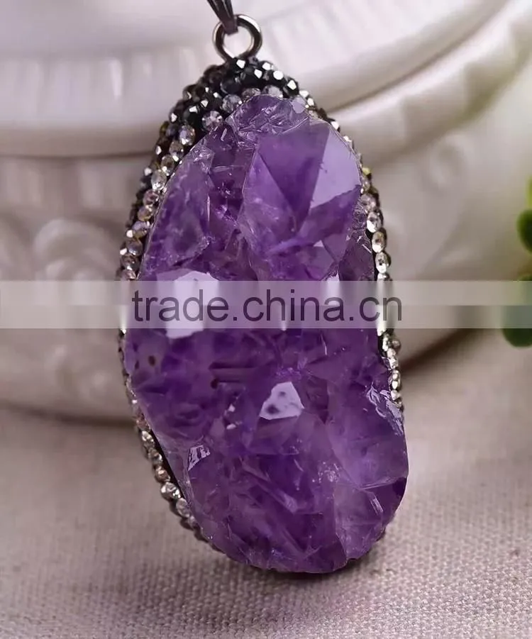 Lovely Natural Amethyst Geodes Crystal Pendants
