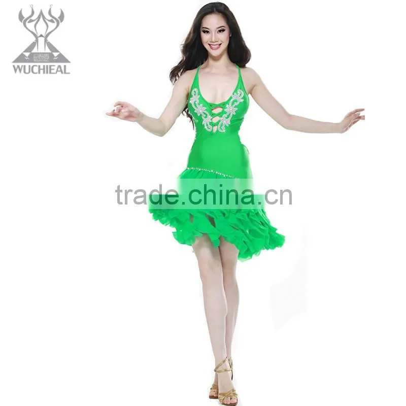 New Style Latin Tassel Tiered Hem Skirt Belly Dance Costumes Dresses Belly Dance Outfits QC2096