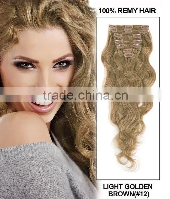 2015 wholesale price 100% clip-in human hair extensions