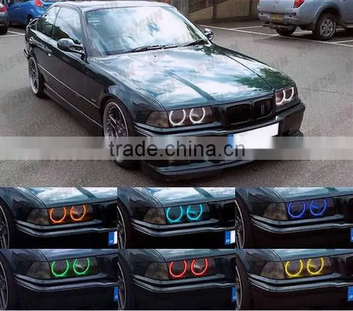 Multicolor RGB angel eyes ring led light 75mm full circle led rgb ring for car headlights with remote control