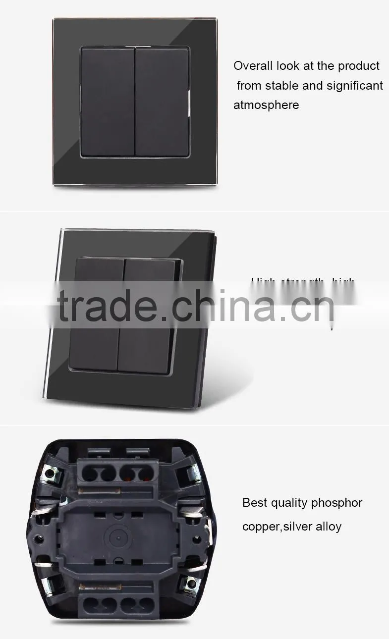 European standard 2 gang 1 way or 2 way electrical lighting switch