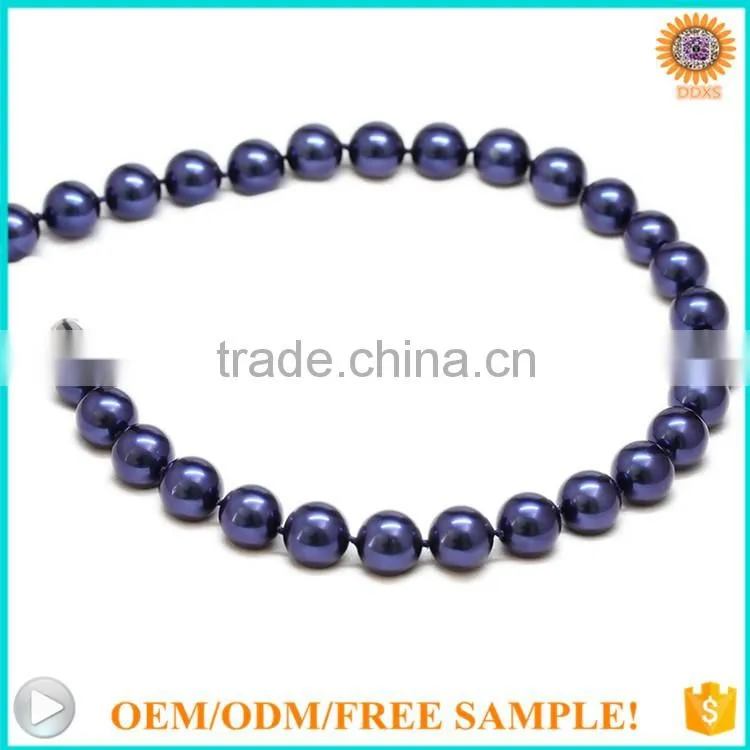 Elegant 10mm sea shell bead necklace purple jewelry