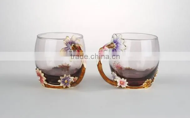 popular daisy design pewter enamel water cup roro brand