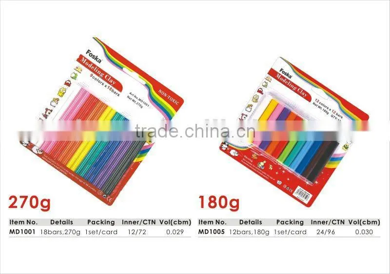 180g 10 Colors*10 Bars Plasticine Modelling Clay/toy modeling clay