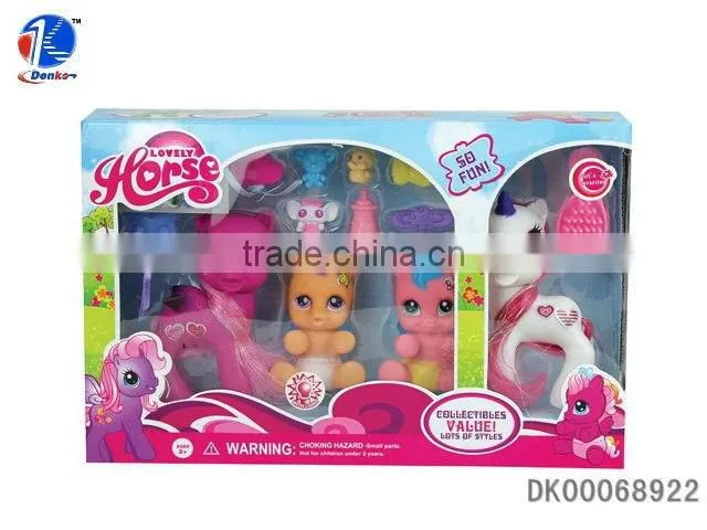 High Quality Kids Soft Rubber Horse Toys for Girls with Accessories