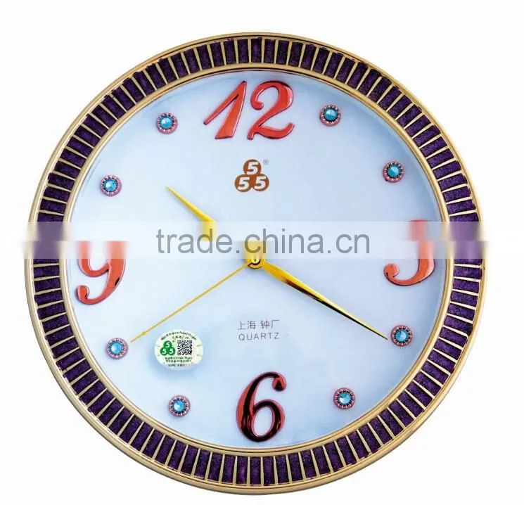 3D Round gold plastic decorative wall clock