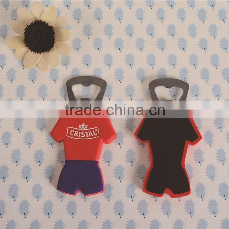 OEM sports logo soft pvc bottle opener fridge magnet beer bottle opener