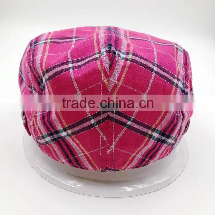 Custom design fashion magenta check ivy cap manufacturing