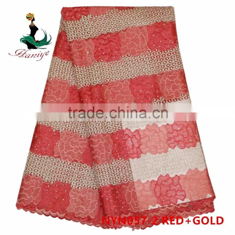 2016 Haniye High quality fashion african tulle lace fabric/tulle lace french net lace/NYN57
