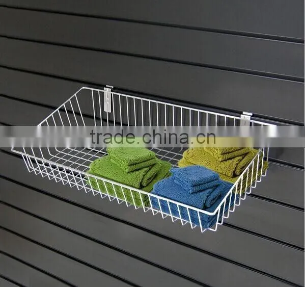 Retail shop wall mounting metal display wire basket