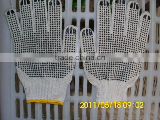 safety working white knitted cotton construction gloves