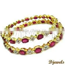 Ruby Gold Bangles, Designer Diamond Bangles, Ruby Jewelry