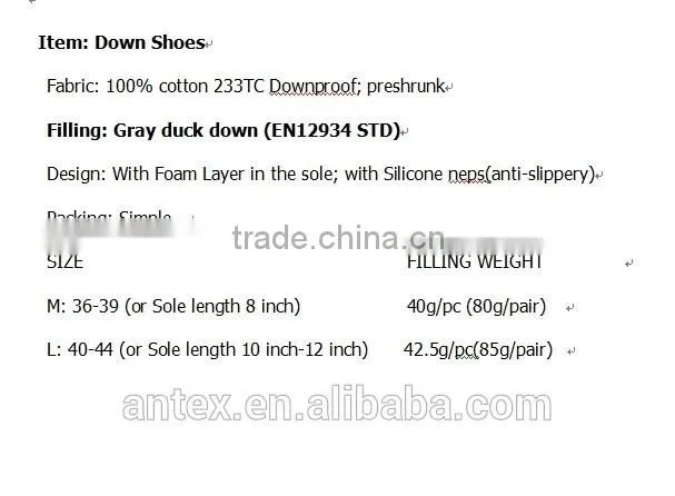 Indoor home use or GIFT Nice Anti-Slip Duck Down Shoe