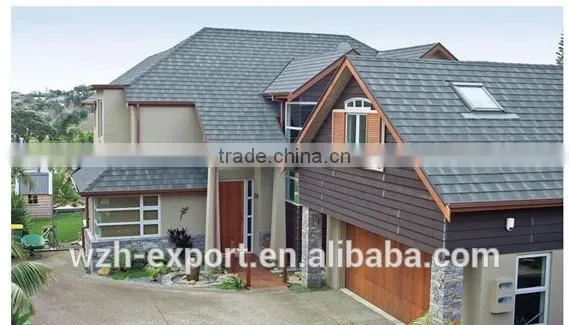 Stone Coated Roof Sheet, purple/wine red/green/black roof tile for prefab houses, villas