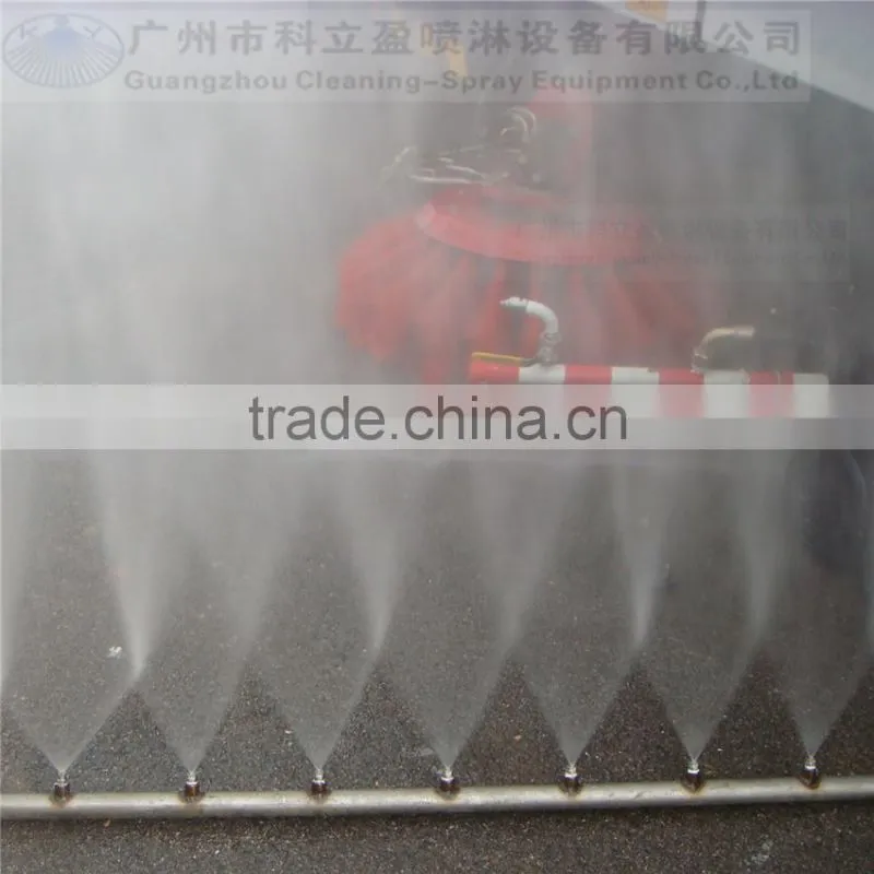 Sweeper truck spray nozzles for cleaning
