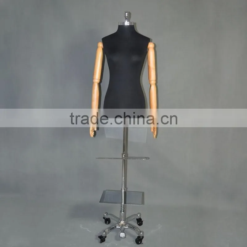 Fiberglass wrapped with fabric mannequin wooden arm