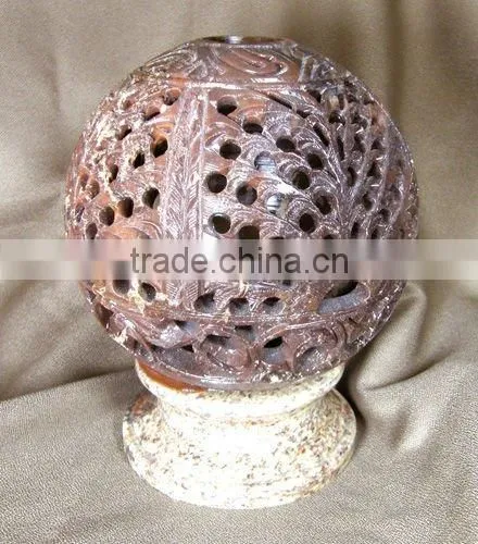 Soap stone carved ball lantern