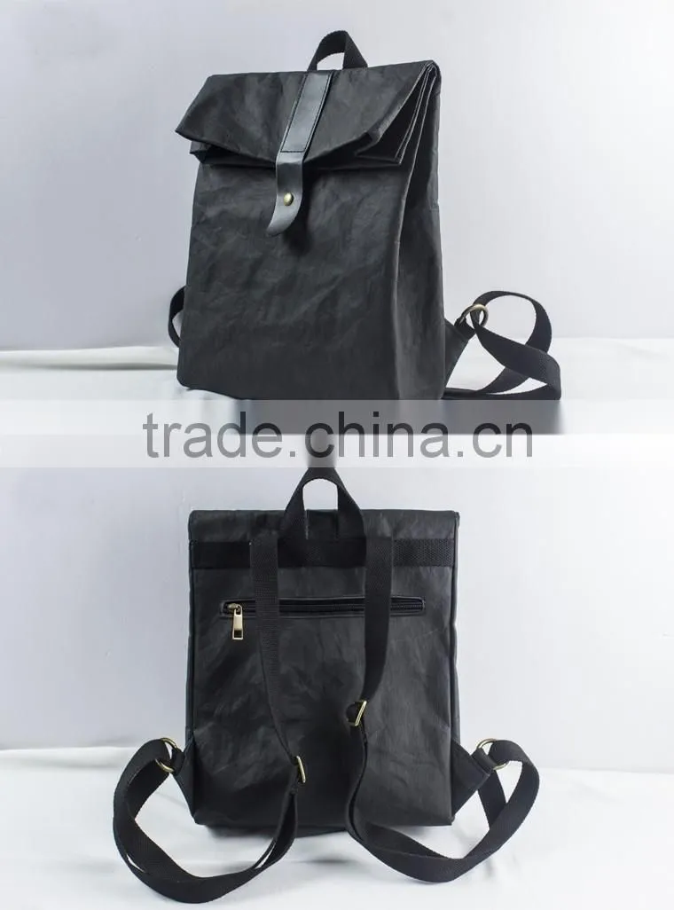 black Kraft Paper school bag backpack, washable paper bag for men