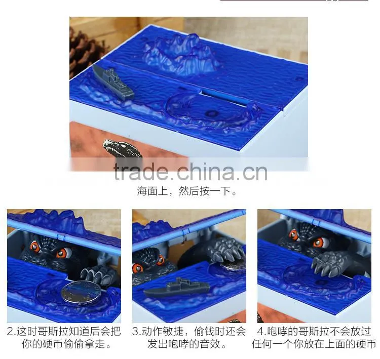 New Arrival Dinosaur Shape Saving Pot With Seven Music To Optional, Stealing Godzilla Saving Money Box For Decoration