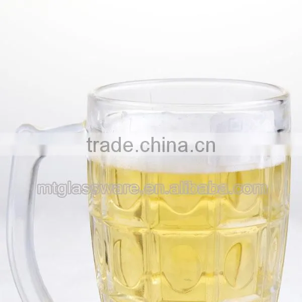 high white glass pineapple shaped beer glass with handle