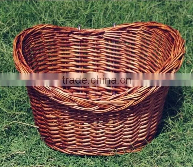 Wholesale vintage removable wicker bicycle front basket