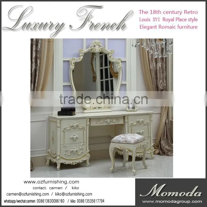 CB8-4 Antique gold baroque solid wood carved all flooring mirror bedroom decoration standing mirror