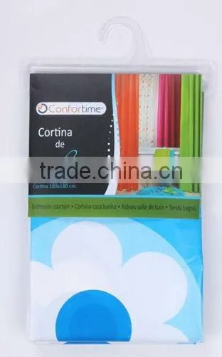 Printed fabric shower curtain and bath accessory