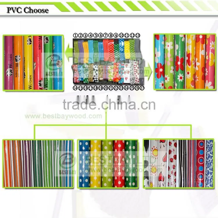 120X2.2cm pvc coated broom wooden handle/pvc coated broom wooden stick/pvc coated broomstick wood