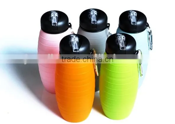 silicon collapsible water bottle with various colors and capacity