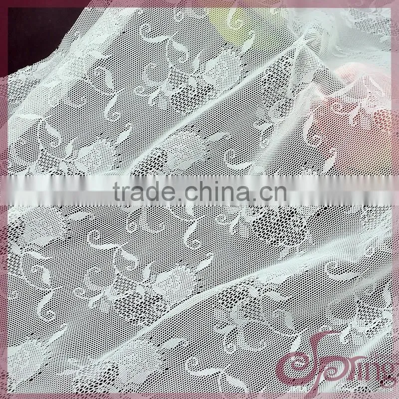 White all over flower decorative stretch tricot fabric lace wholesale