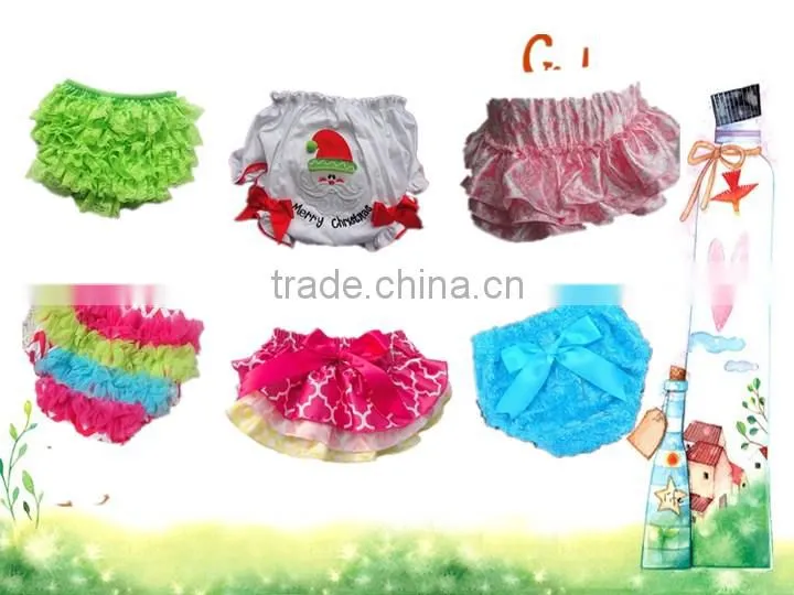 Hot Sale Boutique Chiffon 100% cotton baby ruffle bloomers
