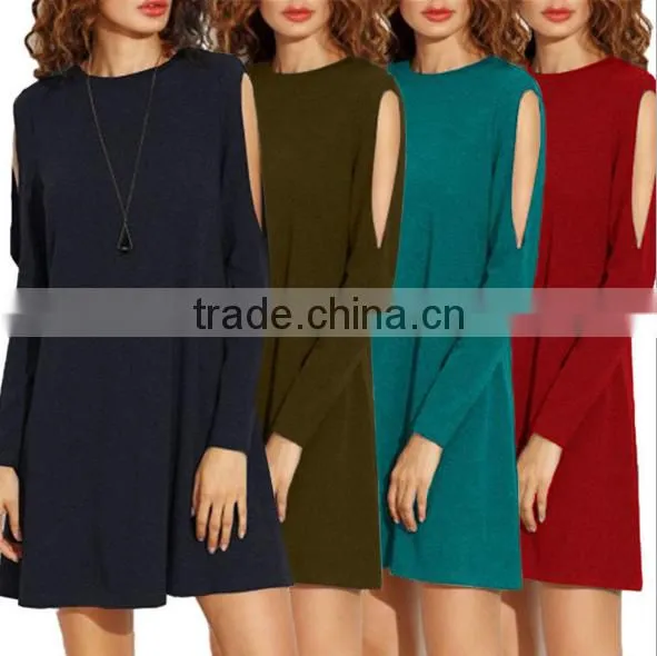 Hot style broken shoulder long-sleeved loose skirt