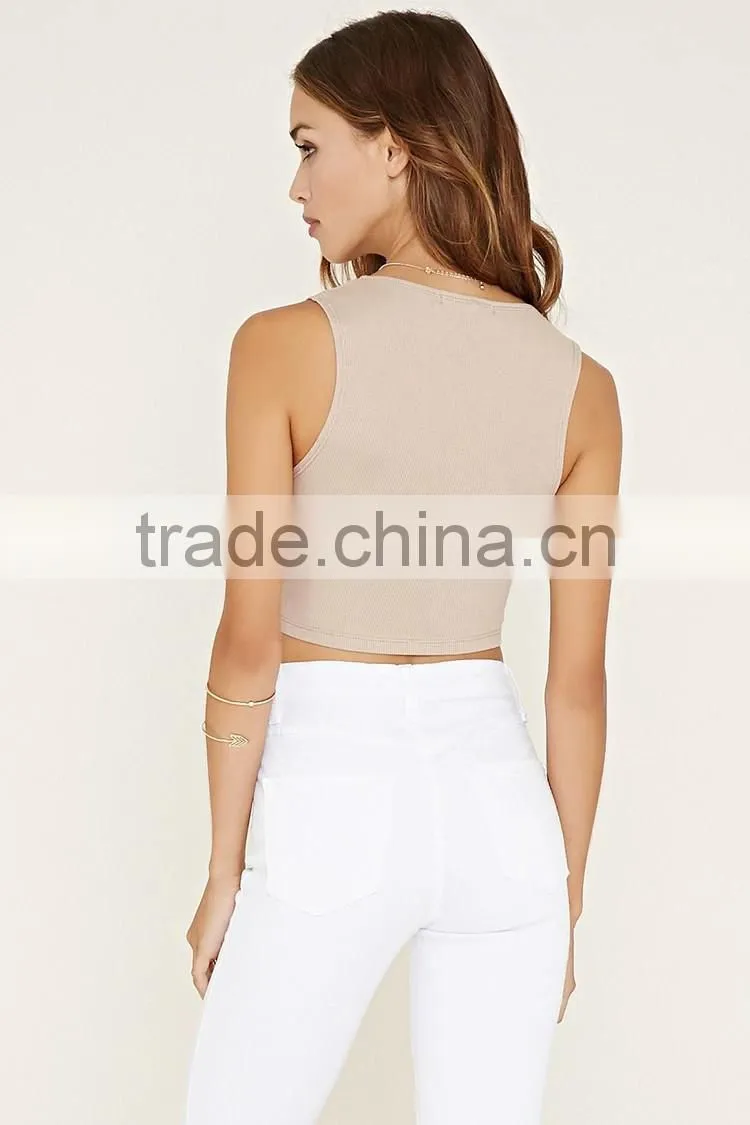 2016 high quality plain dyed cotton fashionable summer sleeveless designer western tops images