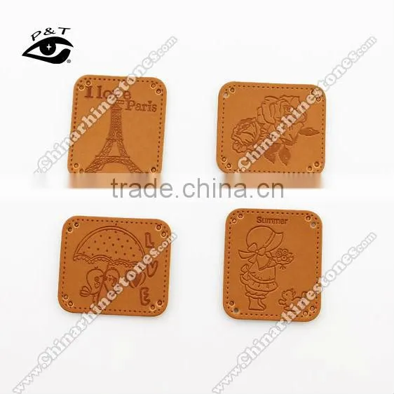Handmade label PU leather labers for jeans bags shoes purse