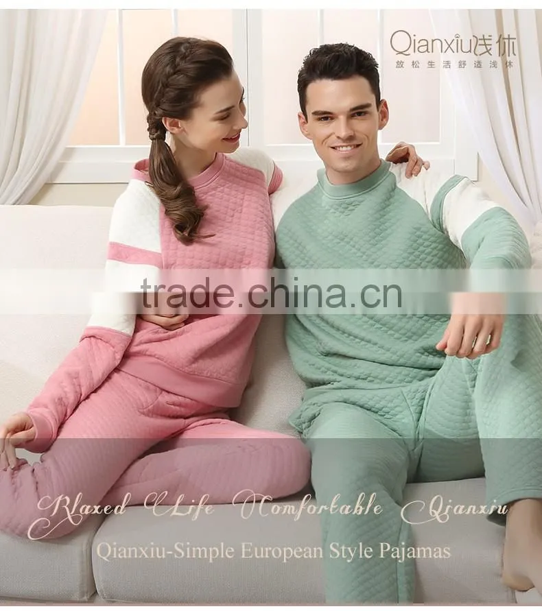 Logo printed Qianxiu cotton and modal wholesale ladies winter sleepwear