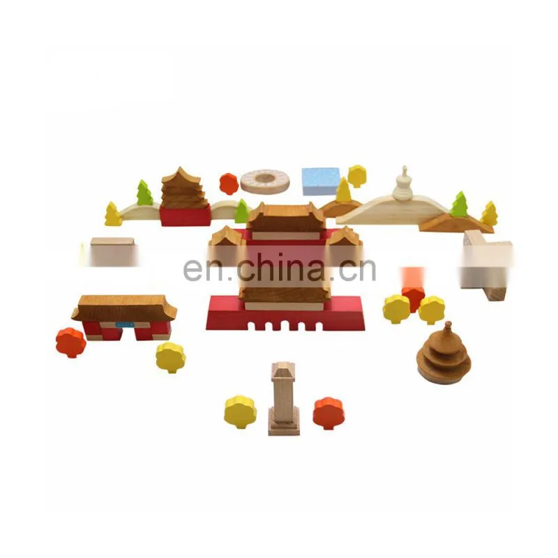 New Design Montessori Kindergarten Solid Wooden Best Selling Educational China building Block Set Tower For Kids Use