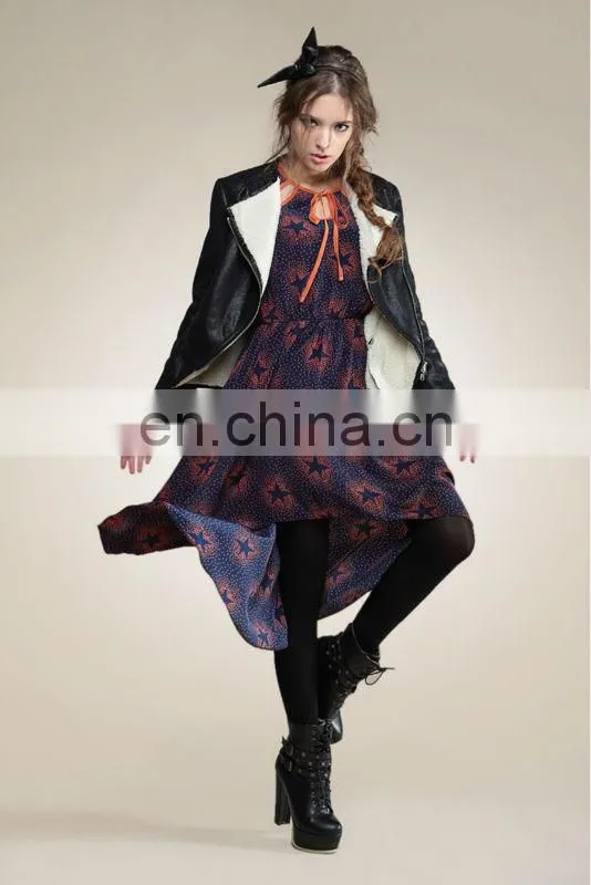 winter lamb wool thicken PU leather short length slim fit coats