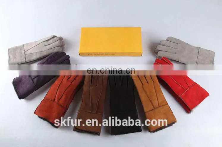 China factory wholesale genuine sheepskin fur leather gloves for men and kids