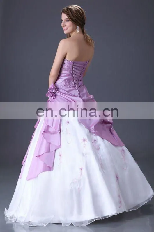 Grace Karin Long Strapless Purple and White Burgundy Quinceanera Dresses Cheap CL2519