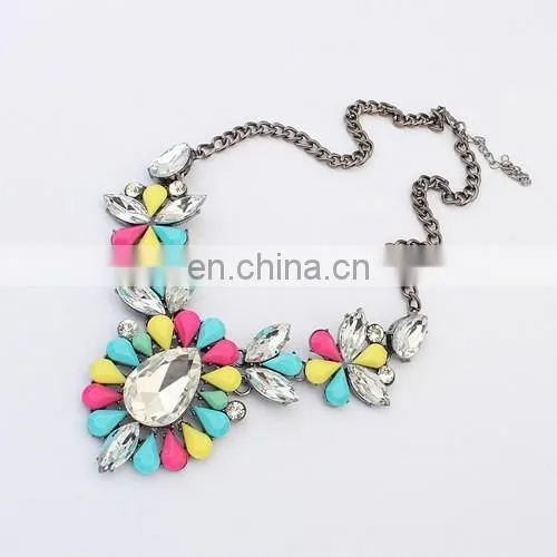 2016 fashion handmade round square triangle fancy cheapest pendant handmade chunky bead necklace