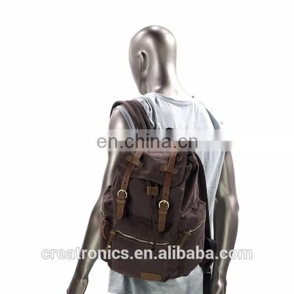Top Quality Unisex Factory Price Outdoor Laptop Canvas Backpack Casual Daypacks Bookbags Genuine Leather Backpack