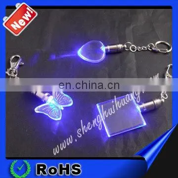Custome Light Up Glowing LED crystal reflector keychain keychain