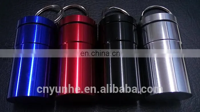 Metal Waterproof Airtight Pill Fob Holder Med Rx Box Keychain
