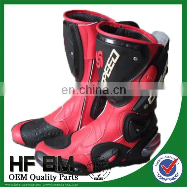 Good Price for Wholesale ! mens leather motorcycle racing boots (Black,white,red)