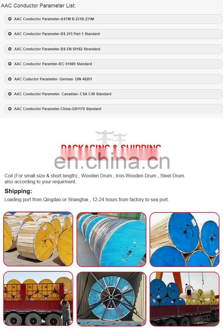 Huadong Best price bare aluminum power cable AAC wire for electric distribution