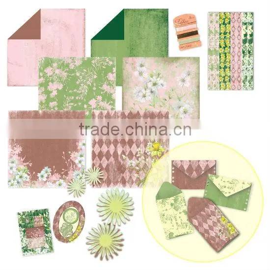 DIY Craft Set Green & Brown Lovely Fabulous Flowers Scrapbook Kit