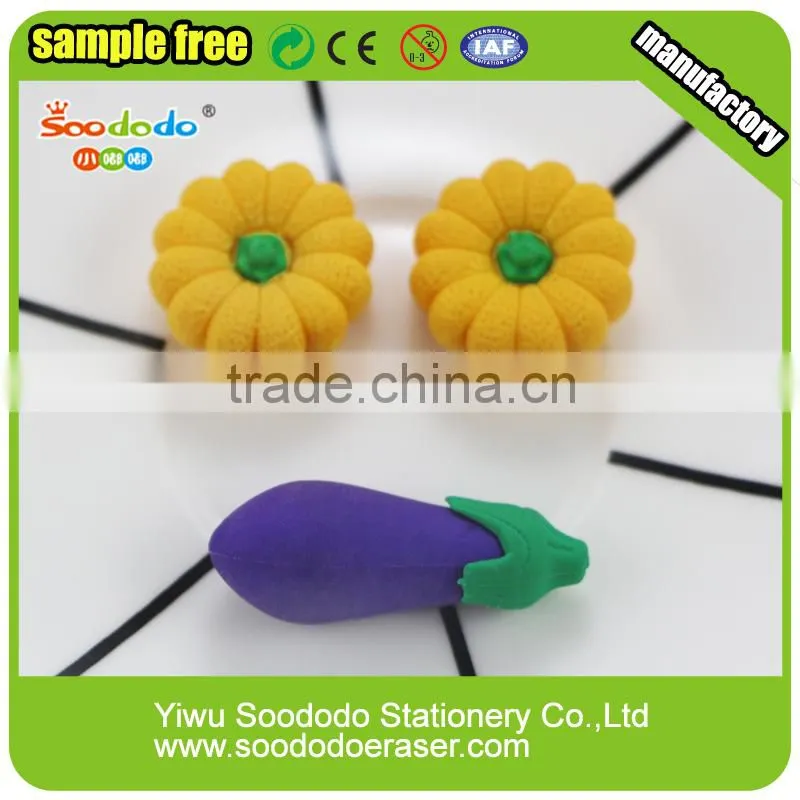 yiwu 3d eraser vegetable pumpkin shape cheap eraser factory