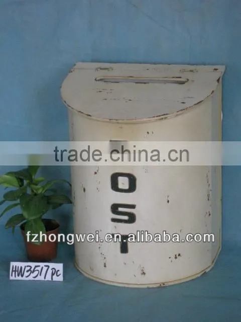 Hongwei Handmade Antique Vintage White Wooden Mailbox/Letter Box/Post Box for Home&Garden Decor,Wall Mounted,High Quality
