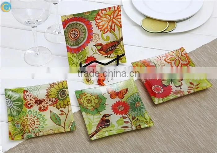square glass candy tray charger plate dinnerware set