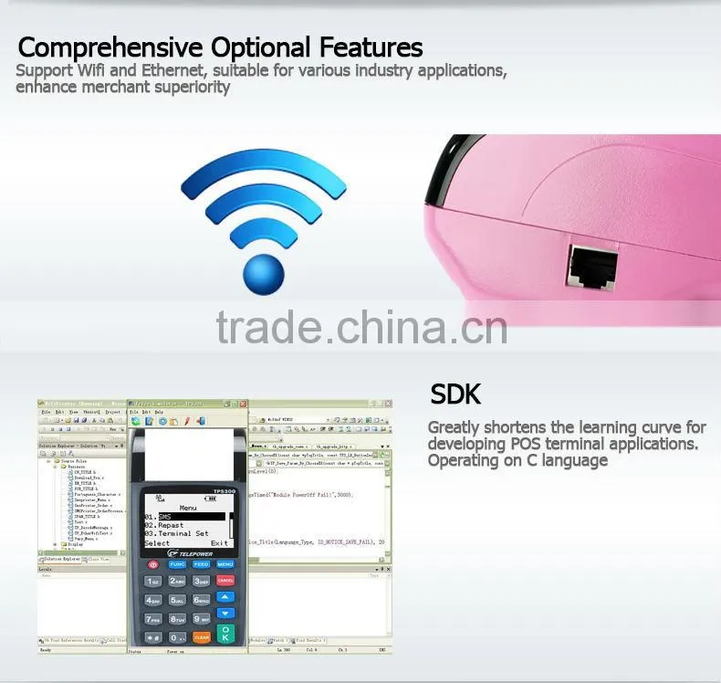 Telpo300c Mobile Payment/lottery handheld gprs pos terminal with sdk